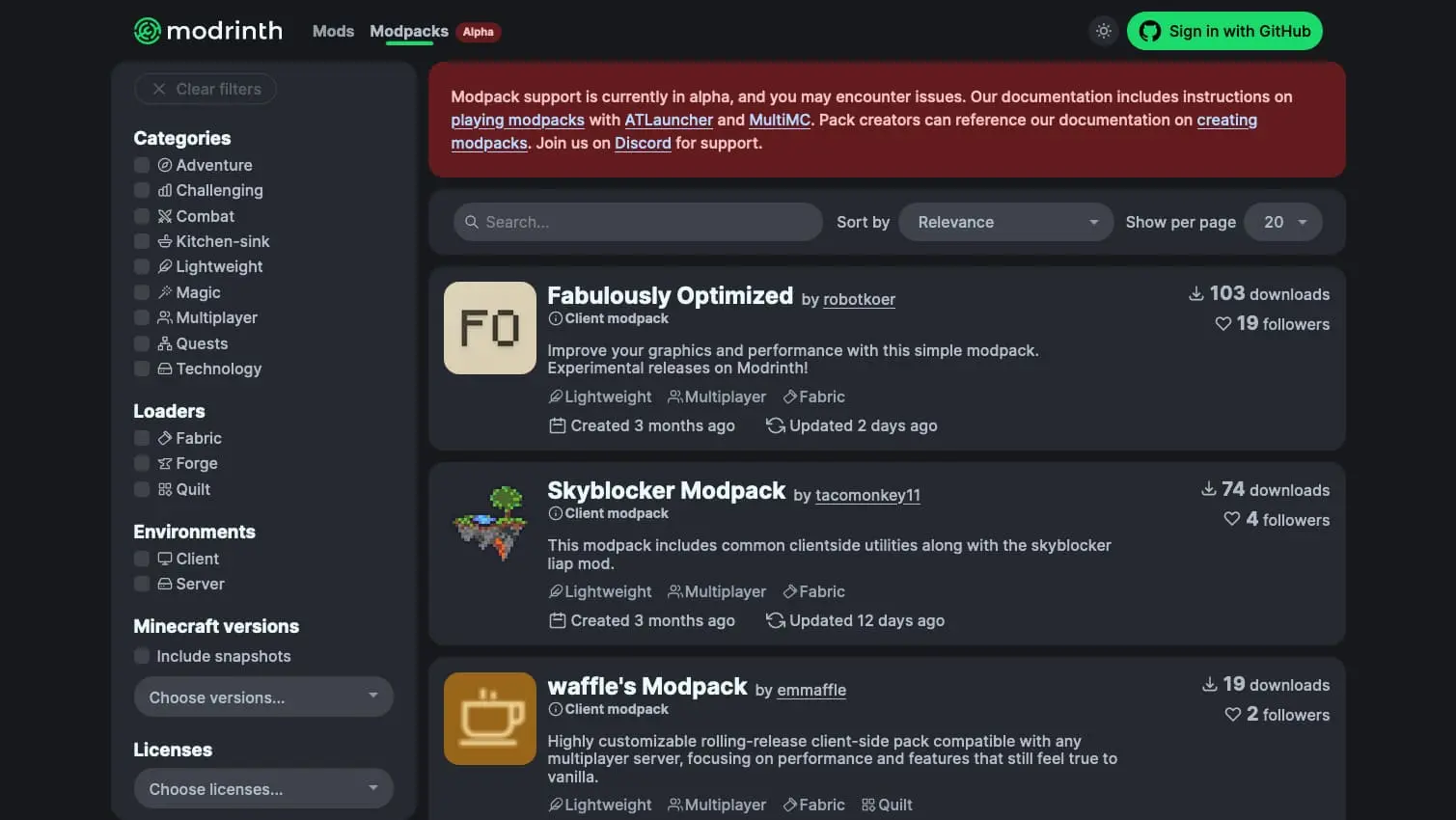 Modrinth Modpacks: Now in alpha testing